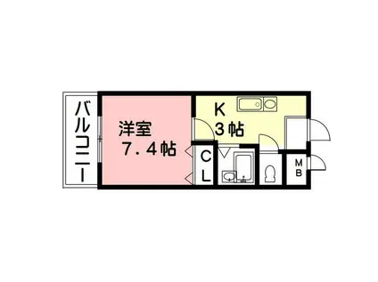 PLUS O2ビル(1K/7階)の間取り写真