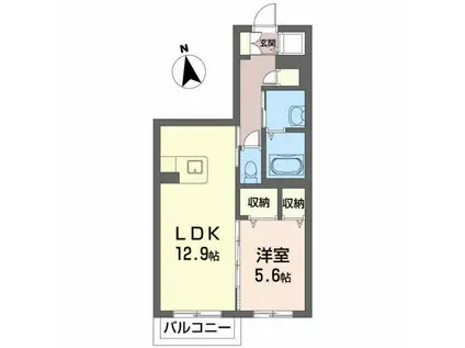 メゾンマスト盛南中央II(1LDK/1階)の間取り写真
