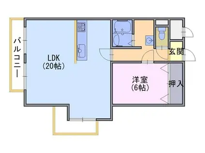 レジデンス桂川(1LDK/2階)の間取り写真