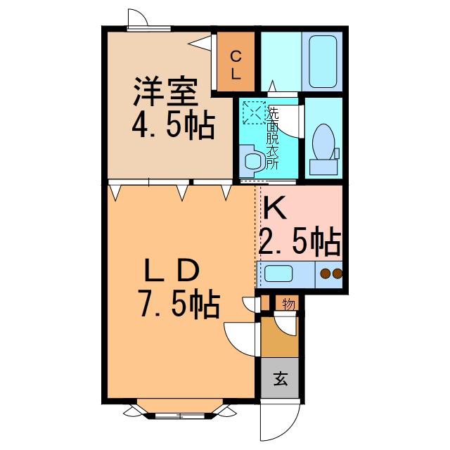 コーポスカイヒルズヴィラ(1LDK/2階)の間取り写真