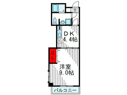 ビュースクエア緑地(1DK/2階)の間取り写真