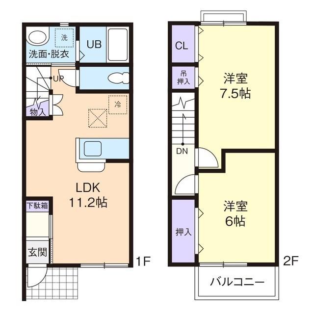 AZUR望月A(2LDK/1階)の間取り写真
