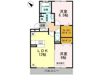 ベルヴィル カメリア A棟(2LDK/3階)の間取り写真
