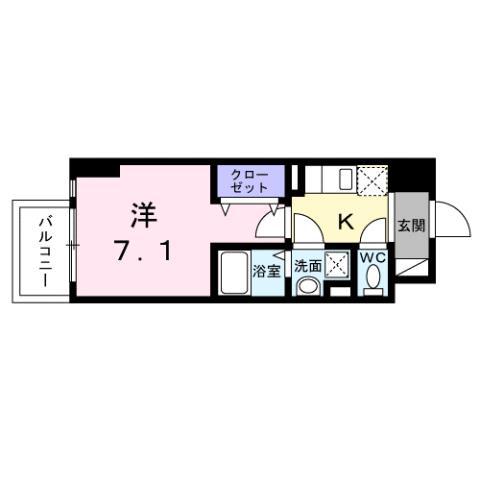 スアヴィス平塚八重咲(1K/1階)の間取り写真