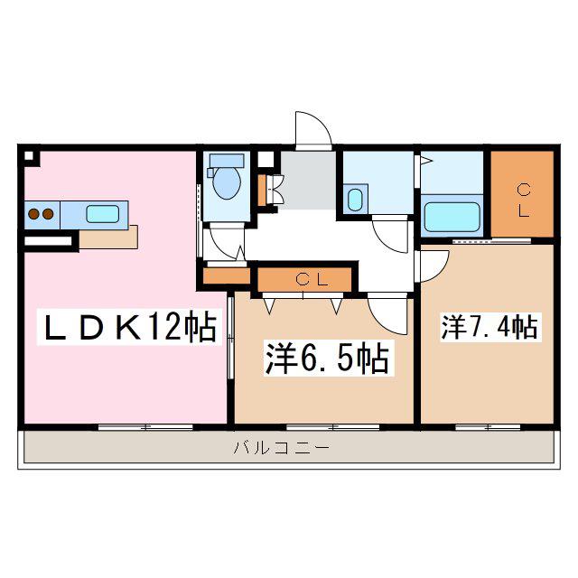 ユートピア(2LDK/3階)の間取り写真