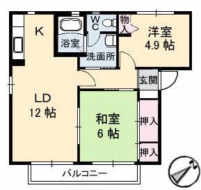 アルティメイトSHAMAISON B棟(2LDK/1階)の間取り写真