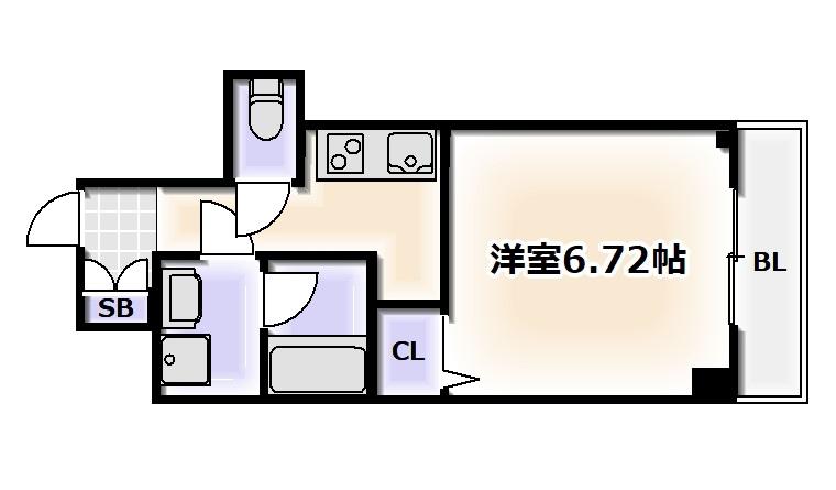 ファステート難波サウスベック(1K/4階)の間取り写真