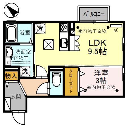RECENTESEIWA(1LDK/1階)の間取り写真