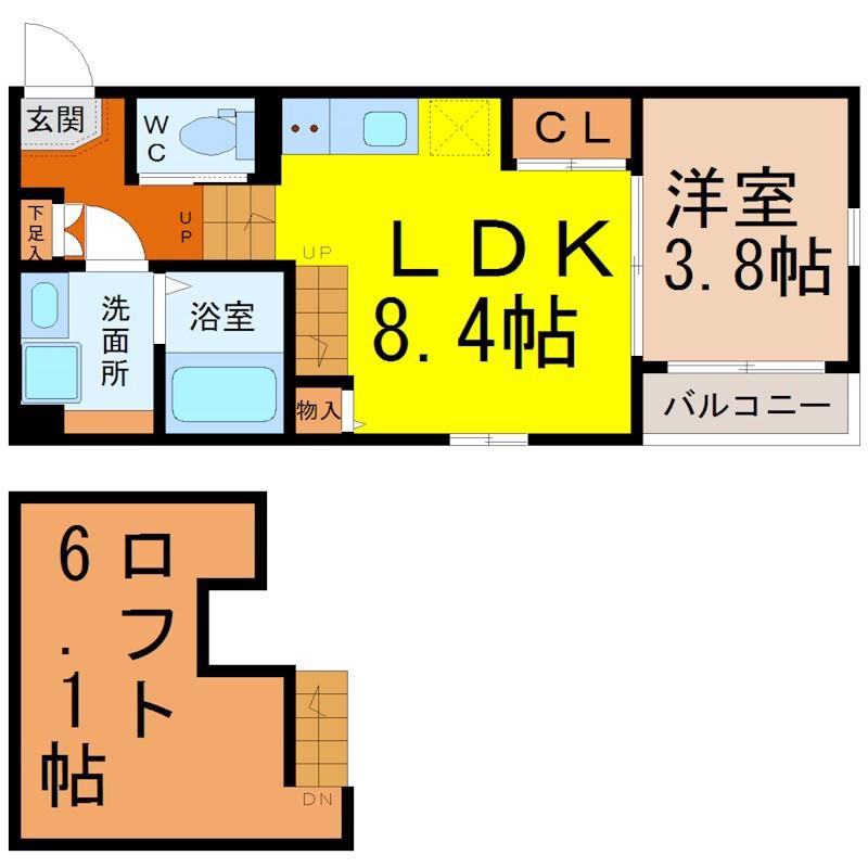 ハーモニーテラス靖国町IV(1SLDK/1階)の間取り写真