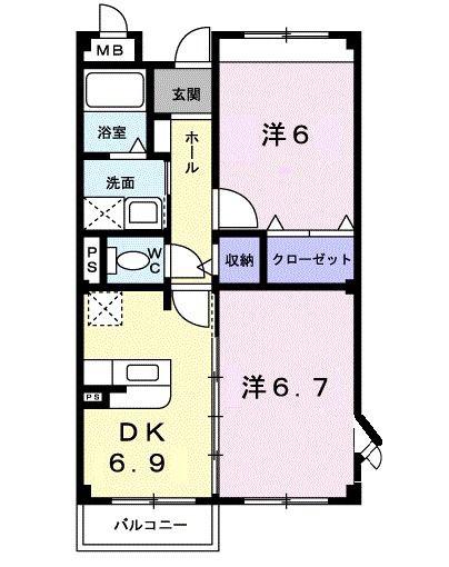 グラディオ山下(2DK/3階)の間取り写真