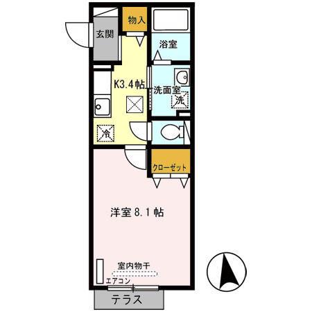 グローリア若葉台(1K/1階)の間取り写真