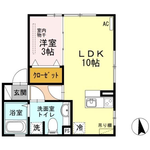 ドエルS(1LDK/2階)の間取り写真