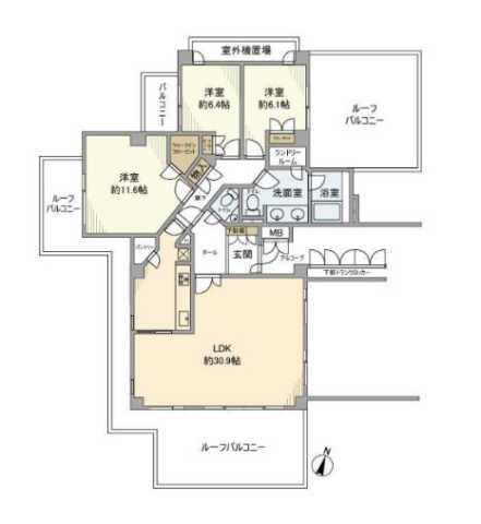 パークハウス・ジオ六番町(3LDK/5階)の間取り写真