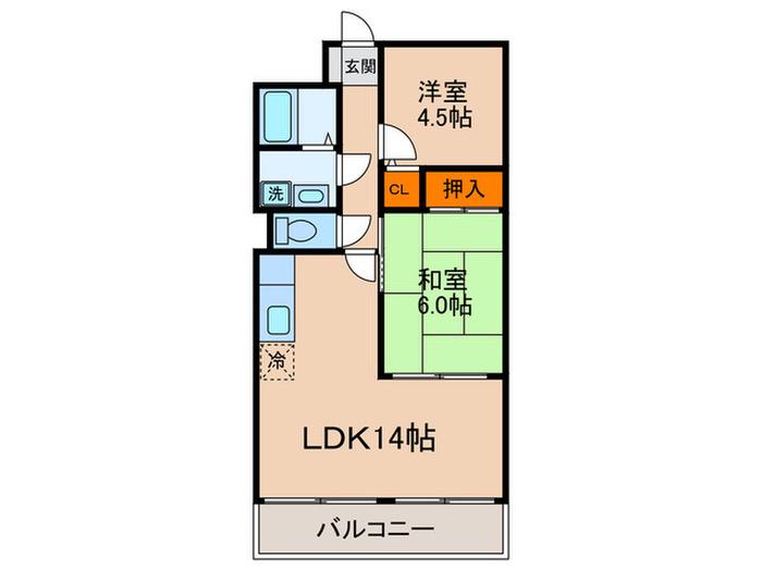 クレール塩屋(2LDK/1階)の間取り写真