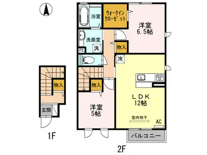 グランシャリオII(2LDK/2階)の間取り写真