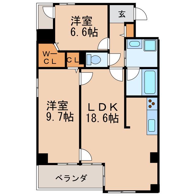 イーグルヘッド撞木(2LDK/7階)の間取り写真