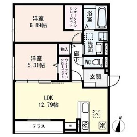 RETOLIA四条町(2LDK/1階)の間取り写真