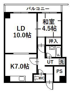 藤グリーンビル(1LDK/7階)の間取り写真