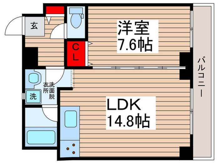 JKタワー千葉登戸(1LDK/5階)の間取り写真