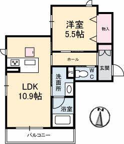 エルピーノ(1K/3階)の間取り写真