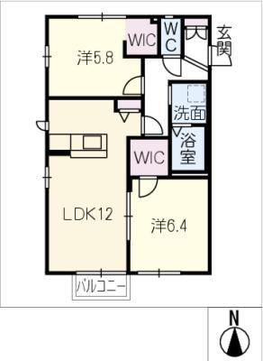 マルベリーコート(2LDK/2階)の間取り写真