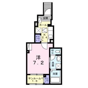 ブリュームI(1K/1階)の間取り写真