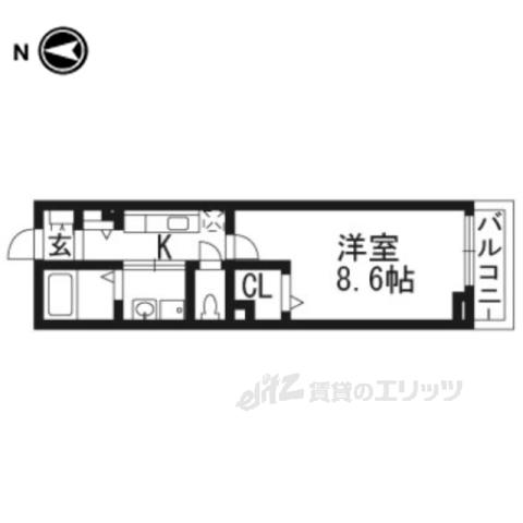 プランドール(1K/2階)の間取り写真