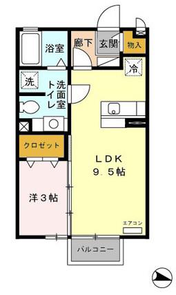 リビングタウン百合ヶ丘(1LDK/2階)の間取り写真