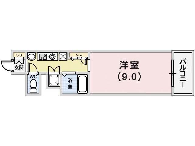 アスヴェルみなと元町OCEANFRONT(1K/6階)の間取り写真