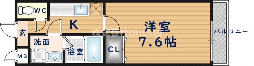 ハートハイム(1K/1階)の間取り写真