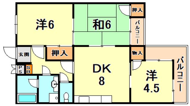 セントラルハイツ六甲(3DK/3階)の間取り写真