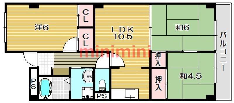 吉田マンション東雲パートII(3LDK/1階)の間取り写真