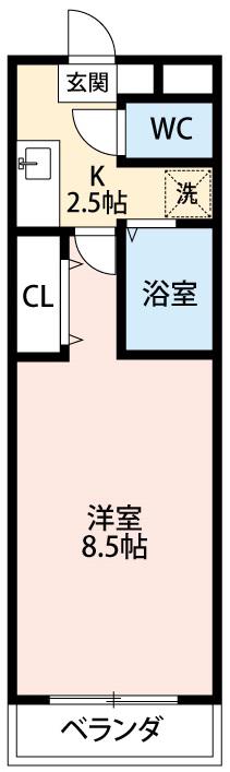 A・CITY宇頭(1K/4階)の間取り写真