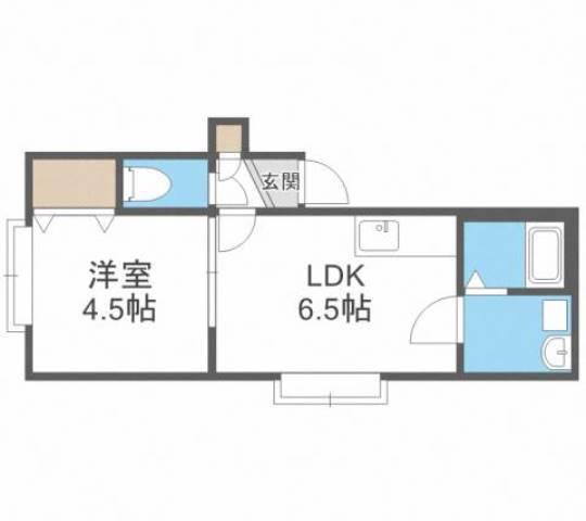カステル八軒(1DK/3階)の間取り写真