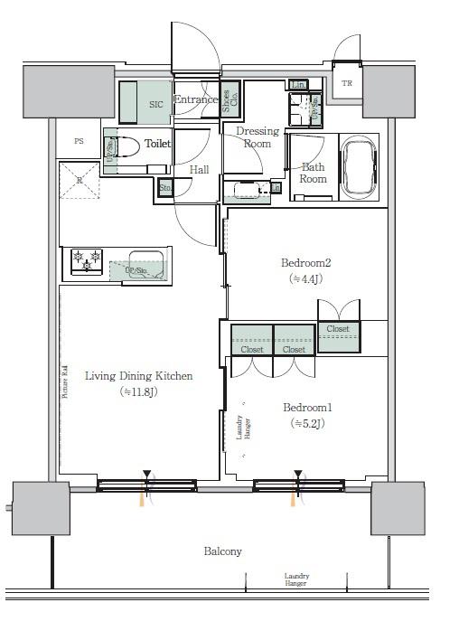 ONE ROOF RESIDENCE NISHI NIPPORI(2LDK/15階)の間取り写真