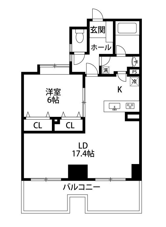 アパガーデンコート万代(1LDK/4階)の間取り写真