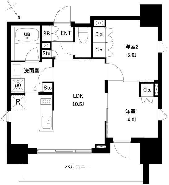アーバンパーク住吉II(2LDK/10階)の間取り写真