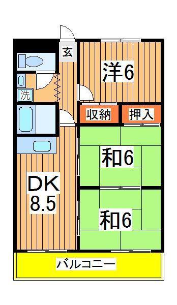 エクセレント富士見台(3DK/3階)の間取り写真