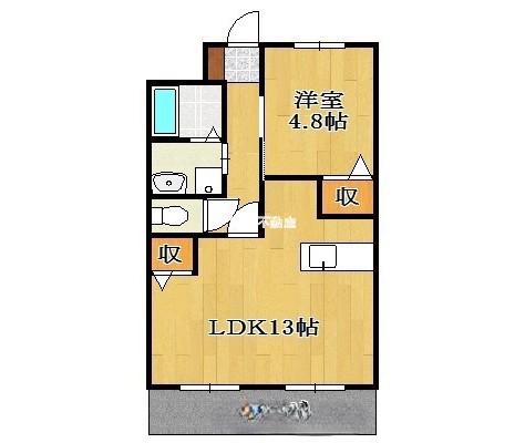HAPPINESS(1LDK/2階)の間取り写真