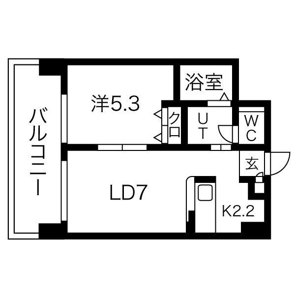 レヂデンス山鼻(1LDK/6階)の間取り写真