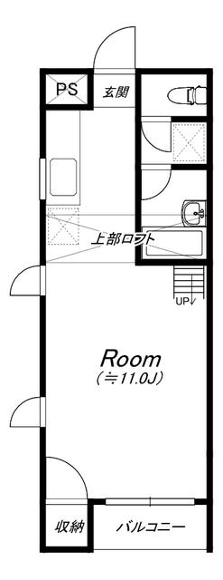 山形新幹線 山形駅 徒歩57分 2階建 築34年(ワンルーム/2階)の間取り写真