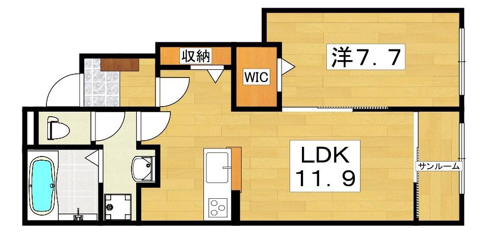ラ・メゾン・セレニテ(1LDK/1階)の間取り写真