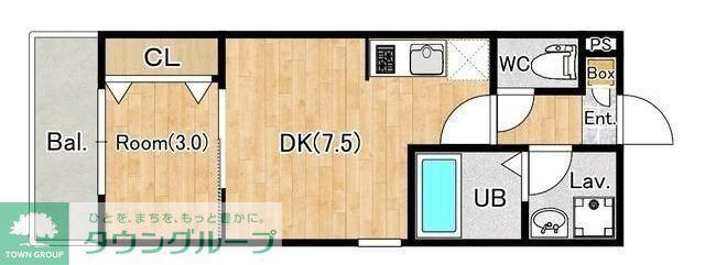 ジーメゾン千葉村田町ランタ(1DK/3階)の間取り写真