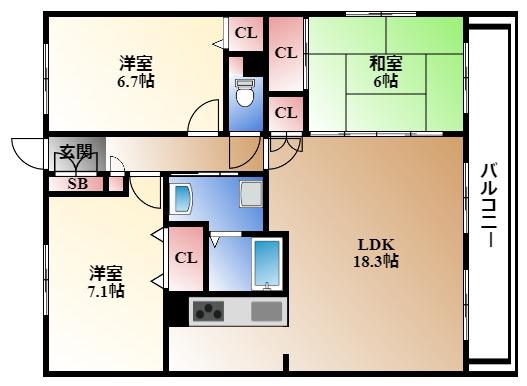 ファヴォール白壁(3LDK/10階)の間取り写真