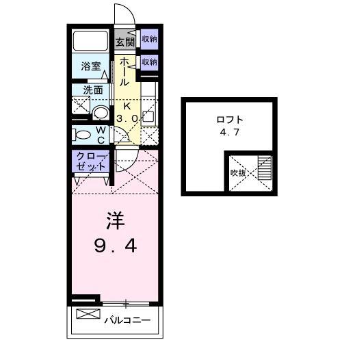 アバンツァートI(1K/2階)の間取り写真