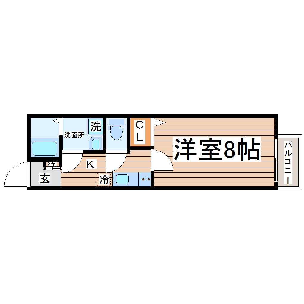 アスコット富沢南ONE(1K/2階)の間取り写真