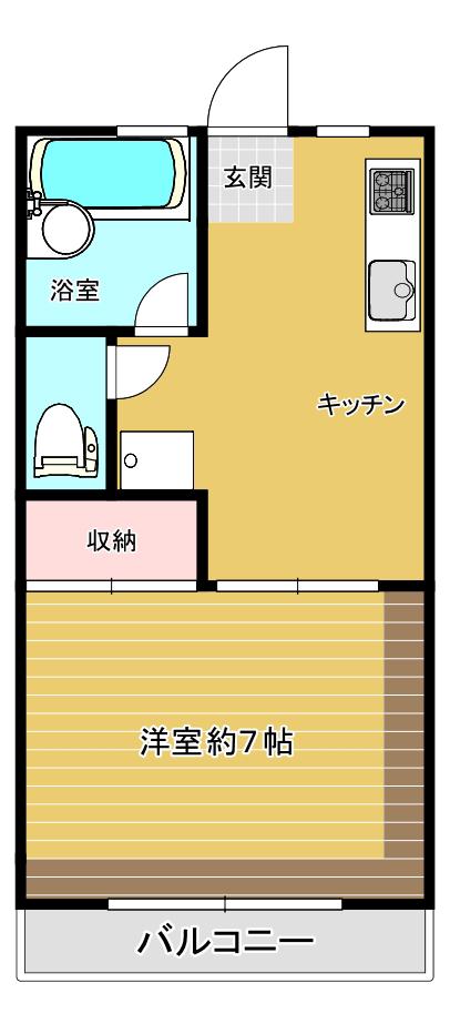東砂フラワーハイツ(1K/3階)の間取り写真