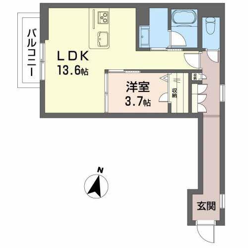 ベルビスカス(1LDK/1階)の間取り写真