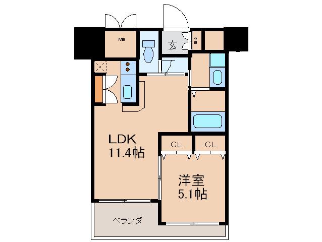 ノルデンハイム江坂(1LDK/12階)の間取り写真