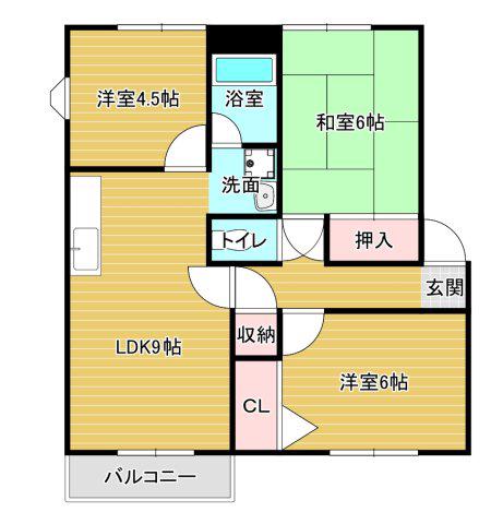 アドザックス宮崎(3LDK/1階)の間取り写真